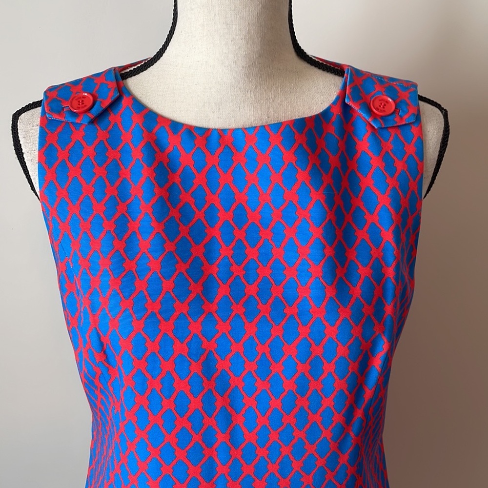 MISS WU geometric dress blue red - Picture 6 of 14